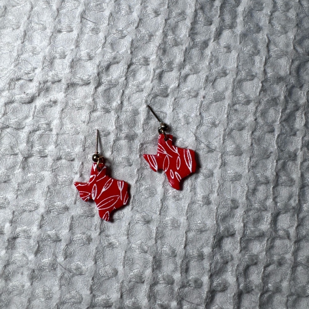 Orange Red Texas Shaped Earrings